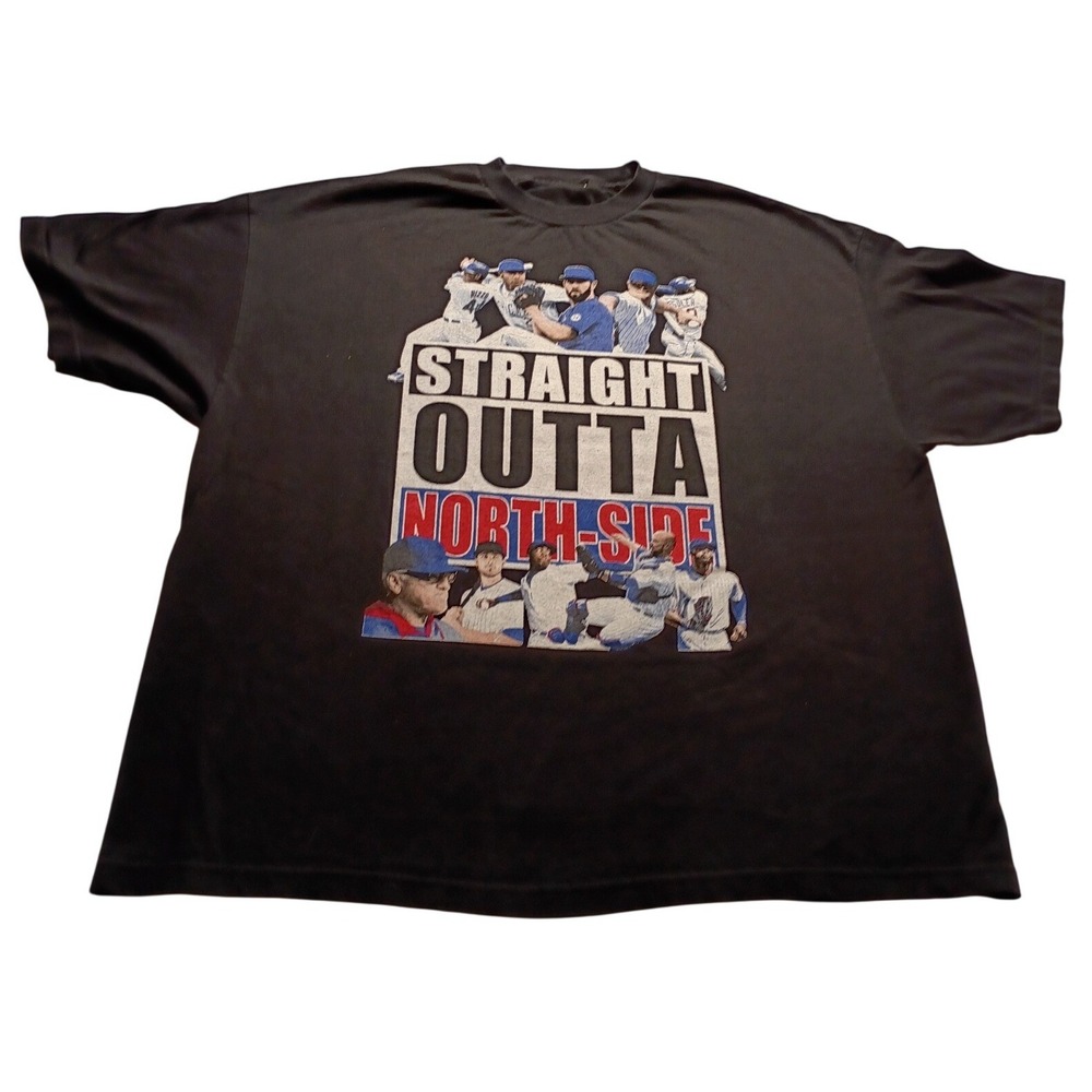 Unbranded T-Shirt Men's Straight Outta North Side Chicago Baseball Black 2XL